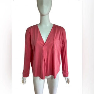 Kiind Of Black Long-Sleeve Jackson Oversized V-Neck Top Blouse Modal Size M